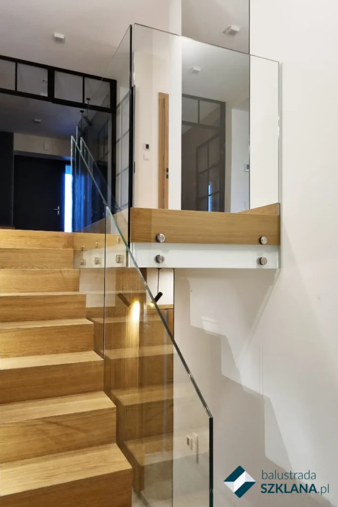 Balustrada szklana wewnetrzna na rotulach krakow