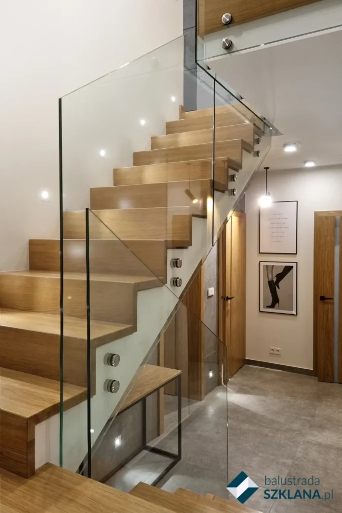 Nowoczesne balustrady szklane wewnetrzne na rotulach